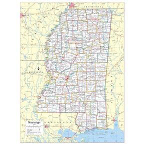 Cool Owl Maps Mississippi State Wall Map Poster Large Print Rolled 24"Wx32"H (Paper)