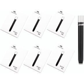 مجموعة خرطوشة الحبر Jinhao 10 Fountain Pen-36 PCS خراطيش حبر أسود + 1 PCS واقي معدني ، قطر 5.5 ملم قطر الحبر سريع التجفيف للقلم القابل للسحب (أسود)