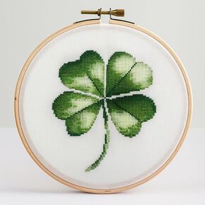 Cross Stitch Kits Counted Kit Cross-Stitching Pattern for Home Decor, 11CT Pre-Printed Fabric Embroidery Crafts Needlepoint Kit， Canvas 13.7 inches x13.7 inches (35x35cm)- Four Leaf Clover (C) 3
