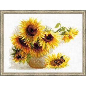 RIOLIS - Hot Summer 1488, Floral Cross Stitch Kits 15,75" x11,81, Cross Stitch Kits for Beginners & Advanced, Crossstitching Kits Adult, Counted Stitching Kits, Flowers Embroidery Kit