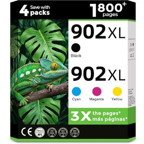 902XL Ink Cartridges Combo Pack for HP 902 XL Printer 6968 6978 Compatible for HP902XL Black Color HP902 4-Pack for OfficeJet 6958 6970 6962 6960 6950 6975 6954 6951 6956 6961 6963 Cyan Magenta Yellow