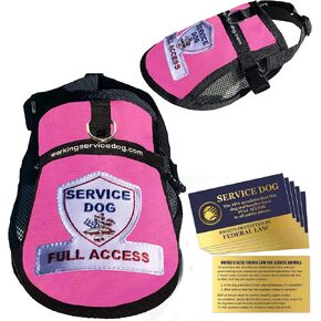 Premium Service Dog Mesh Vest - (9 - 13" Girth, Raspberry) - Includes Five Service Dog Law Handout Cards