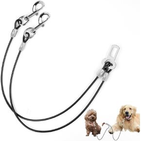 Dog Seat Belt, Double Dog Seatbelt Vehicle Safety Chew Proof Dogs Vehicle Safety Tether Cable,Double Clip No-Chew Pet Car Leash Lead,Car Safety Restraint (16 inch/40 CM)