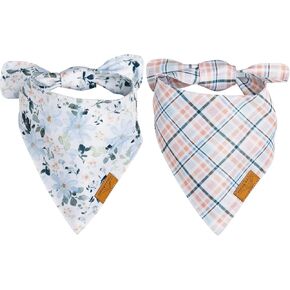 Remy+Roo X Boon Ties Dog Bandanas - 2 Pack | Premium Durable Adjustable Polyester Fabric | Patented Shape Boy & Girl Dog Bandanas | Pack of Bandanas for Dogs (Large)