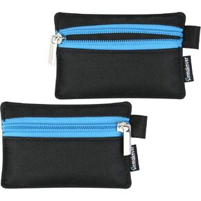 Homakover 2PCS Black Color Splash Proof Nylon Security Utility Zipper Coin Safe Pouch ID Card VISA Card Business Card Bag Sleeve 4-1/2 x 3 Inches