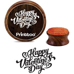 Printtoo Craft Textile Wooden Rubber Happy Valentine's Day Round Stamp Scrap-Booking-3 Inch