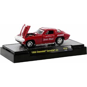 M2 1966 Chevy Corvette 427 #68 Red w/White Stripes & Graphics Schwinn Apple Krate Ltd Ed to 4400 pcs 1/64 Diecast Model Car Machines 31500-HS36