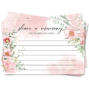 Floral Dreamy Share a Memory Cards for Celebration of Life, Guest Book for Funeral, Birthday, Anniversary, Wedding, Graduation, Memorial, Going Away Party, 25 PCS 4x6 Inches Card-005