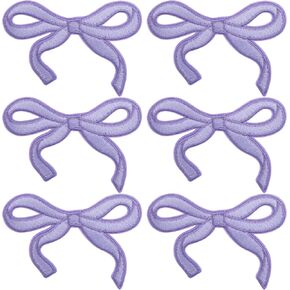 6pcs Bow Iron on Patches, Mini Bow Embroidered Applique, Cute Embroidery Bowknot Sew on Patch for Hat Clothes Shoes Jeans Shirt Jackets Backpacks- Red