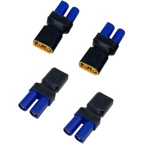 4pcs 2Pairs XT60 Plug Connector to EC5 Plug Connector 2pins Female Male Adapter Connector for RC FPV Drone Car Lipo NiMH Battery Charger ESC (XT60M to EC5F)