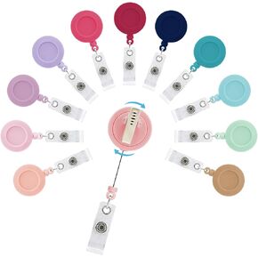 Multicolor Retractable Badge Reels with Swivel Clip, Badge Holders, ID Card Name Tag Holder Clips for Doctor Teacher Office Worker Solid (Pack of 12)