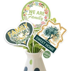 Family Reunion Centerpiece Sticks 12Pcs Family Tree Photo Booth Props We are Family Table/Cake Toppers for Housewarming/Adoption/Family Gathering Party Decorations