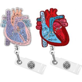 2Pcs Funny Cute Badge Reel Pink ER Badge Holder with Retractable Clip RN Badge Buddy LPN CNA MA Medical Worker NICU Nurse Operating Room Doctor ID Name Badge Clip Assistant Accessorie Nursing Student