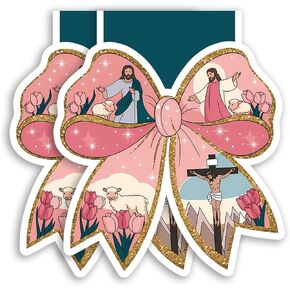 (2Pcs) Christian Coquette Bow Paper Magnetic Bookmark Book Page Markers Christian Gift Office Stationery - Size 2.6"x2.3" When Folded