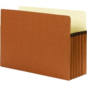 Smead 100% Recycled File Pocket, Straight-Cut Tab, 5-1/4" Expansion, Legal Size, Redrope, 10 per Box (74206)