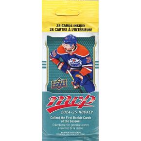 2024/25 Upper Deck MVP Hockey AWESOME Factory Sealed JUMBO FAT PACK with 28 Cards including One HIGH SERIES or ROOKIE SHORT PRINT! Your Brand New 2024/25 Hockey Collection Starts Here!