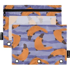 Pencil Pouch for 3 Ring Binder Colorful Math Formulas Binder Pencil Case with Smooth Zipper Clear Window Pencil Case 2 Pack for Office School College Supplies