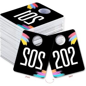 Live Sale Plastic Number Tags, Normal and Reversed Mirrored Image, Reusable Hanger Cards, 100 Consecutive Numbers, (301-400)