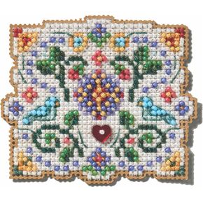 Mill Hill Folk Art Beaded Counted Cross Stitch Ornament Kit 2025 Spring Bouquet MH182513, 3 inches x 2.5 inches, Multi