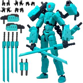 (Assembly Completed) 8 inch T13 Action Figure Set,Robot 13 Action Figure Multi-Articular Mobile Nova T-13,Desktop Decorations for Game Lovers Toys (Black)