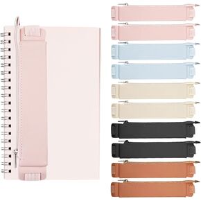 5PCS Adjustable Pen Holder Elastic Band, Colorful PU Leather Journal Pencil Case Pouch, Detachable Book Planner Pencil Holders for Notebook, Bible, Binders, Books