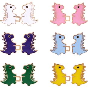 6 Sets Pant Waist Tightener, 6 Colors Dinosaur Button Pin No Sewing Waist Adjuster for Loose Pants Reusable Waist Tightener Safety Pins Clip Brooch for Clothes Decoration Accessories