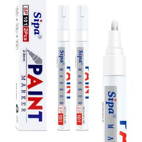 Sipa White Paint Markers Pens, 2 Pack Oil Based Chisel Tip Permanent Paint Pens, Quick Drying & Waterproof Markers for Rocks Wood Metal Plastic Canvas Glass Shoes, Gifts for artists, kid