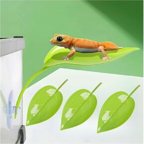 3PCS Reptile & Fish Tank Leaf Rest Platform – Gecko, Frog, Betta Resting Hammock – Crested Gecko Tank Decor, Suction Cup Leaf Pad (Pink)