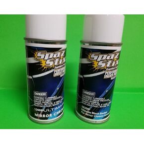 Spaz Stix 2 PACK Ultimate Mirror Chrome AND BLACK BACKER Combo Deal Spray Cans 3.5oz INCLUDES CHICAGOLAND RC COUPON.