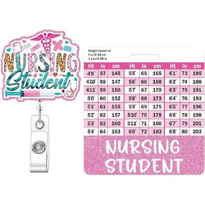 Badge Reel Retractable with Buddy, Nursing Student Badge Reel and Card w/Height & Weight Conversion Charts, Gifts for Nursing Student