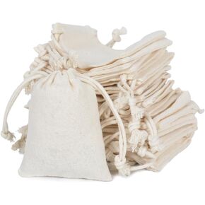 gobyhumm 20 Pieces Pure Cotton Drawstring Bags Muslin Bags Sachet Bag for Home Supplies （2.8 * 3.5"）