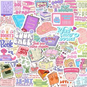 105PCS Holographic Book Stickers, Pink Bookish Sticker, Glitter Booktok Waterproof Vinyl Decal for Laptop Water Bottles Ebook Vision Board Scrapbook Skateboard for Girls Women Adults