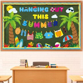 Summer Bulletin Board Set Summer Classroom Decoration Paper Cutout for Back to School Class Window Wall Home Party Decor(Float)