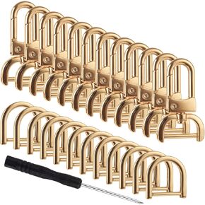 24PCS Purse Hardware with Screwdriver, Include 12PCS Detachable Snap Hook Swivel Clasp and 12PCS D Rings for Purse, Purse Making Supplies for DIY Purse Strap and Sewing Project (Gold,1 inch)