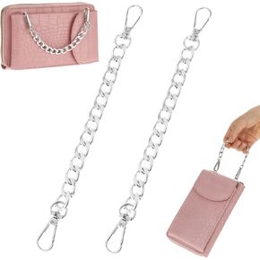 2PCS Purse Extender Chain Silver Purse Strap Extender Chain Aluminum Bag Strap Handle Extender Handbag Accessories Bag Extender Chain for Handmade Bags Purses Clutches Crossbody Bags Belt