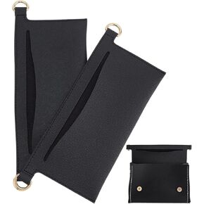 WADORN 2Pcs Wallet Conversion Insert, 16.5x8cm PU Leather Purse Clutch Bag Conversion Liner for Emily Wallet LV Sarah Bag Women Purse Shoulder Bags Crossbody Convert Accessories, Black
