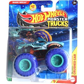 Hot Wheels Monster Trucks Shark Wreak, Beast Bashers 5/6 Includes Crushed Car