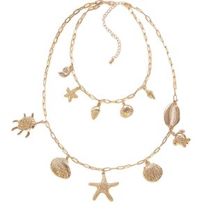 JeVenis Starfish Shells Necklace Choker Mermaid Costume Beach Accessories Jewelry for Women Seashells Starfish Pearl Summer Beach Gifts for Women