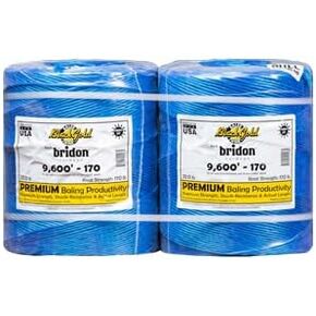 Bridon Blackgold Blue Hay Baling Twine ، قوة عقدة 170 رطل وطول 9600 قدم ، 2 4،800 قدم ، Baling المحاصيل ، لف شجرة عيد الميلاد
