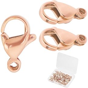Beebeecraft 1 Box 50Pcs 24K Gold Plated Lobster Claw Clasps Jewelry Clasps Connectors for DIY Bracelet Necklace Jewelry Making, 0.47 inch(12mm)
