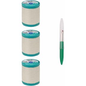 معاطف ومرابط الخياطة المزدوج واجب زائد وخيط قطن السجاد 50 ياردة (3 حزمة) Natural S920-8010-3p مع التماس التماس