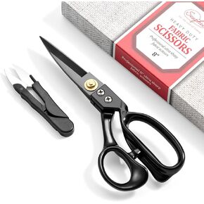 Ergonomic Heavy Duty Fabric Scissors – 8 Inch Carbon Steel Shears with Ergo-Grip Handle for Cutting Fabric, Leather & Upholstery – Razor Sharp, Lightweight for Sewing, Quilting & Industrial Use