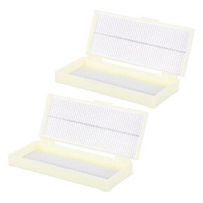 Cabilock 2Pcs Multi Slots Microscope Slide Storage Box Holder with Slots for Organized Slide Storage for Laboratory Use and Workspace Neatness