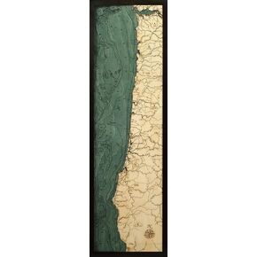 Oregon Coast 3-D Nautical Wood Chart, 13.5" x 43"