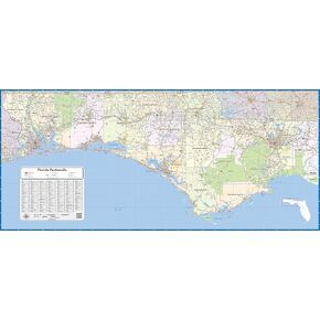 Florida Panhandle Laminated Wall Map (48 inch Wide by 22 inch high)