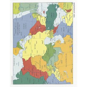 Palmetto Posters 24x31 Laminated Poster: Large detailed political map of southwest asia with capitals and major cities