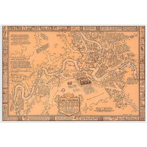 Antiguos Maps Large Pictorial of Fort Wayne Indiana in 1812 circa 1930 | Art Print Poster Vintage Wall Decor | 24 x 36 inches (610 x 915 mm)