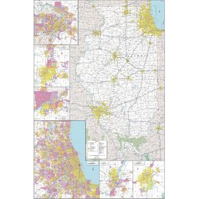 MapSherpa: Illinois State Wall Map - Extra Large - 40 x 60 inch Poster - Front Lamination