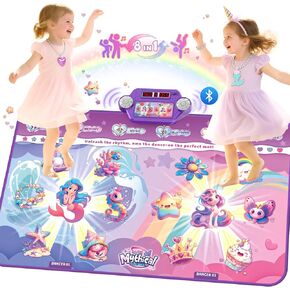 Extra Large Dance Mat for Kids, Rechargeable Electronic Dance Mats Toy with Light-up 12 for Girls, Pink Dance Pad Challenge Games Christmas Birthday Gifts Ideas for Kid Ages 3-12