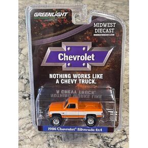 1986 Silverado 4 x 4 Orange & White Diecast Collectible Truck 1/64 Scale